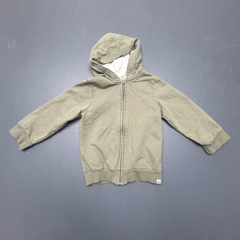 Honest Hoodie Girls 3T Green Fleece Zip Up Cozy Warm Organic Cotton Sweatshirt